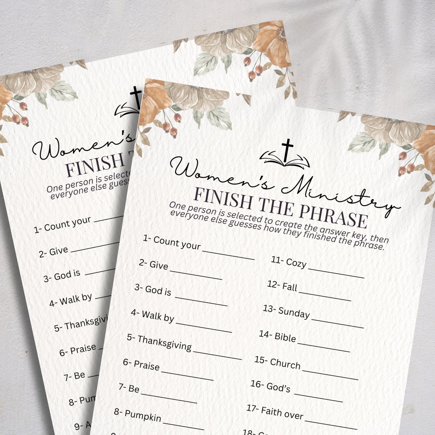 Fall Finish the Phrase - Printable Women's Ministry Game