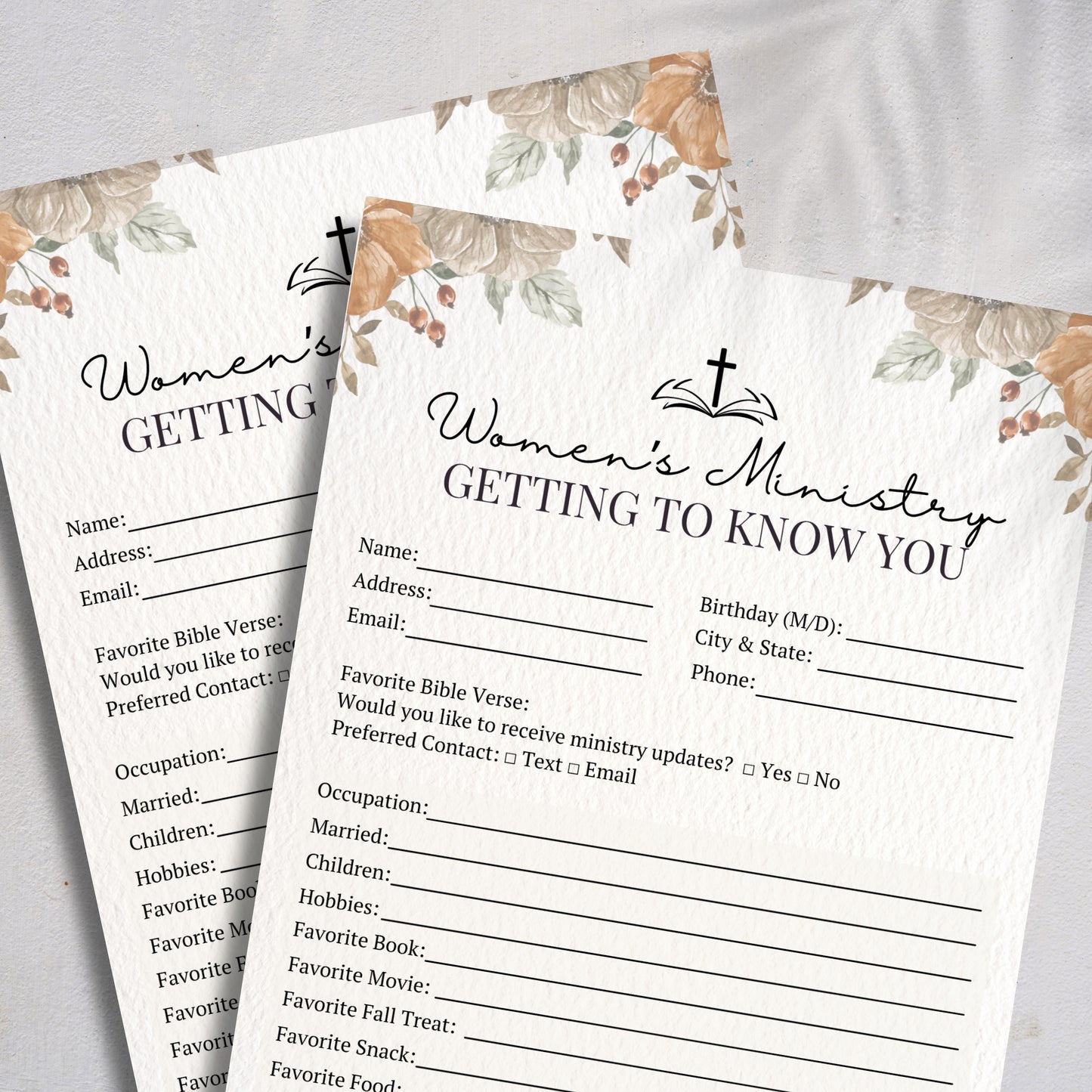 Fall Getting to Know You Intake Form - Women's Ministry Printable