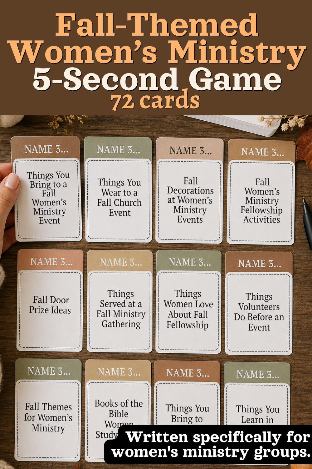 Fall & Thanksgiving Women's Ministry 5-Second Game (72 Cards)