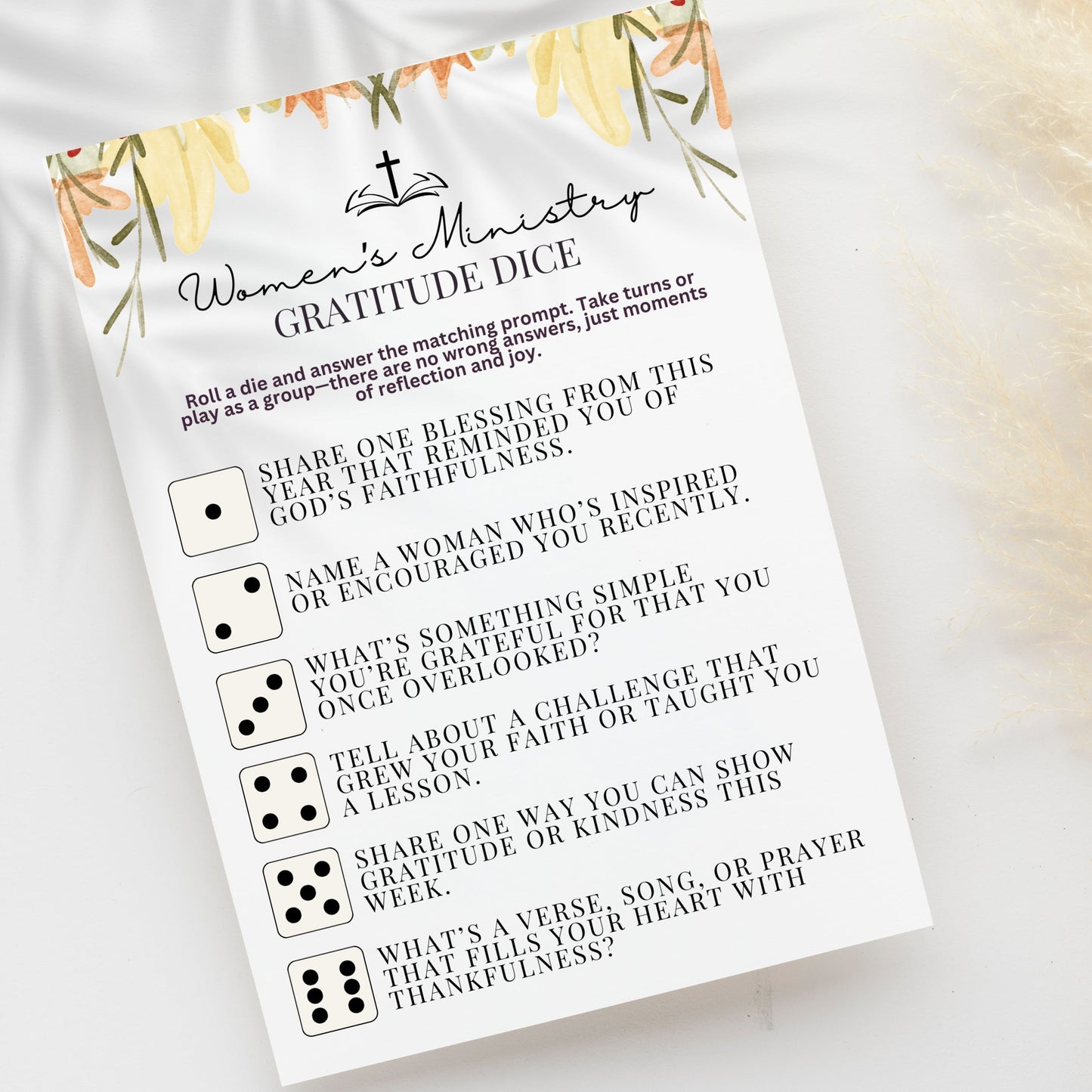 Women's Ministry Gratitude Dice