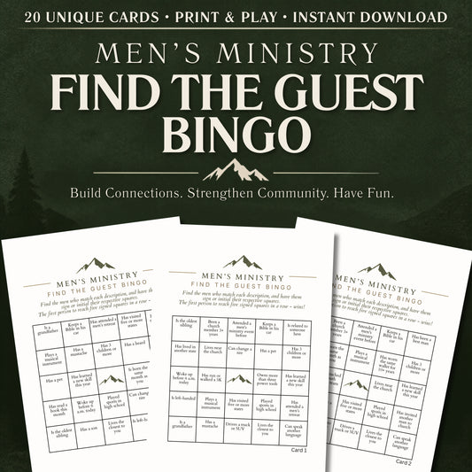 Men's Ministry Find the Guest BINGO (20 Cards)