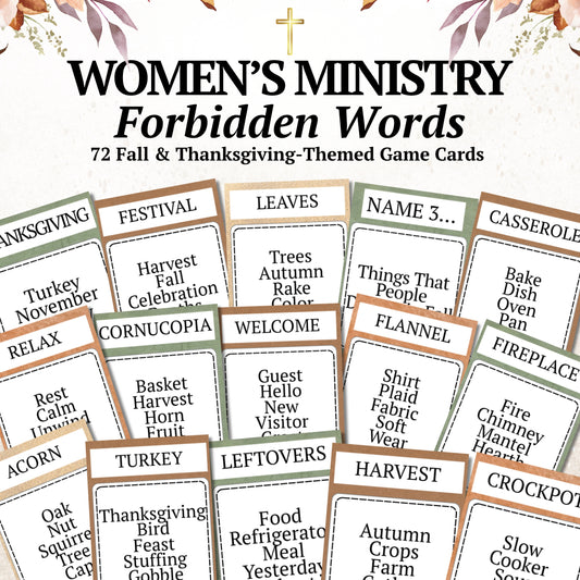 Fall & Thanksgiving Women's Ministry Forbidden Words Game (72 Cards)