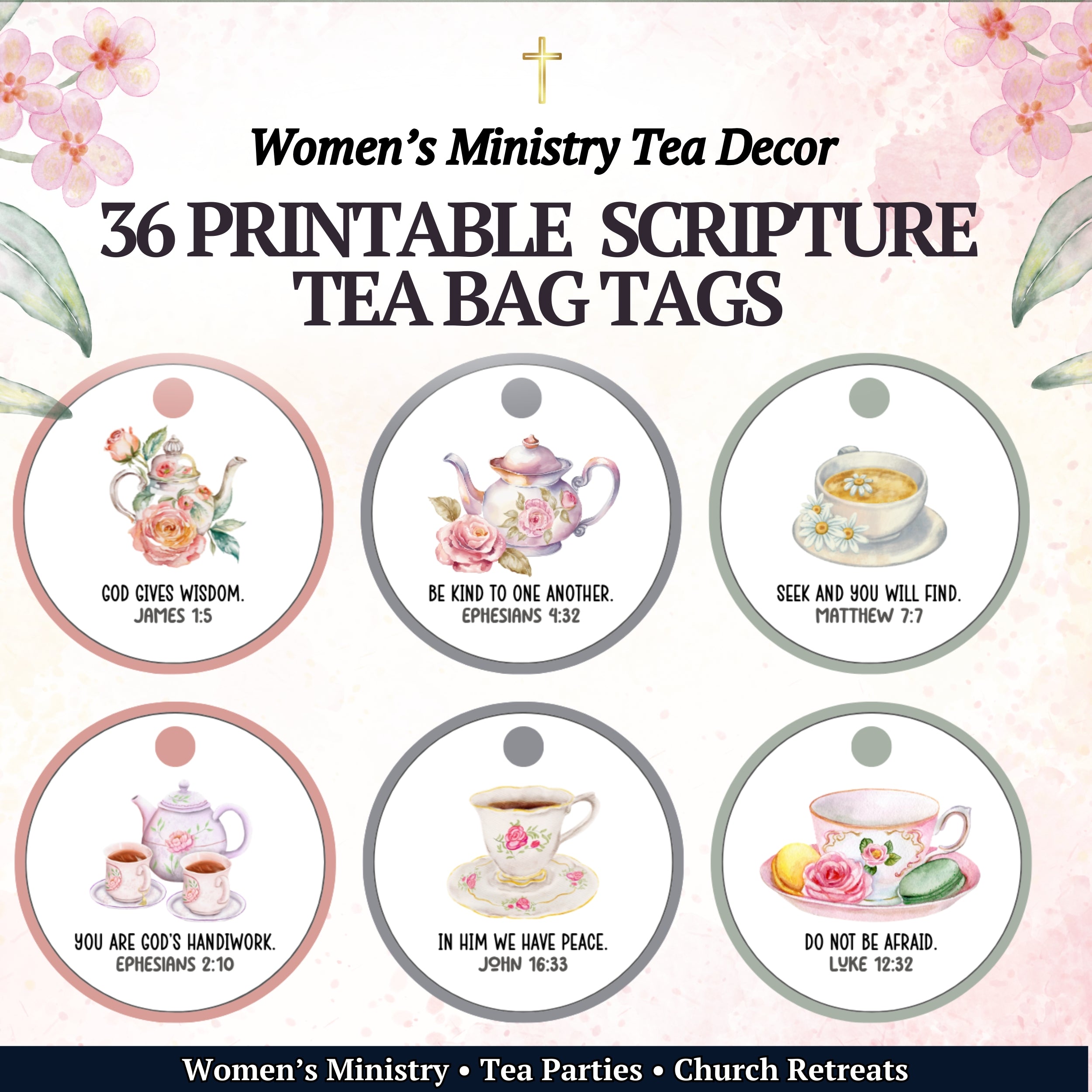 Scripture Tea Tags (36 Items) – Fulfilled in Grace