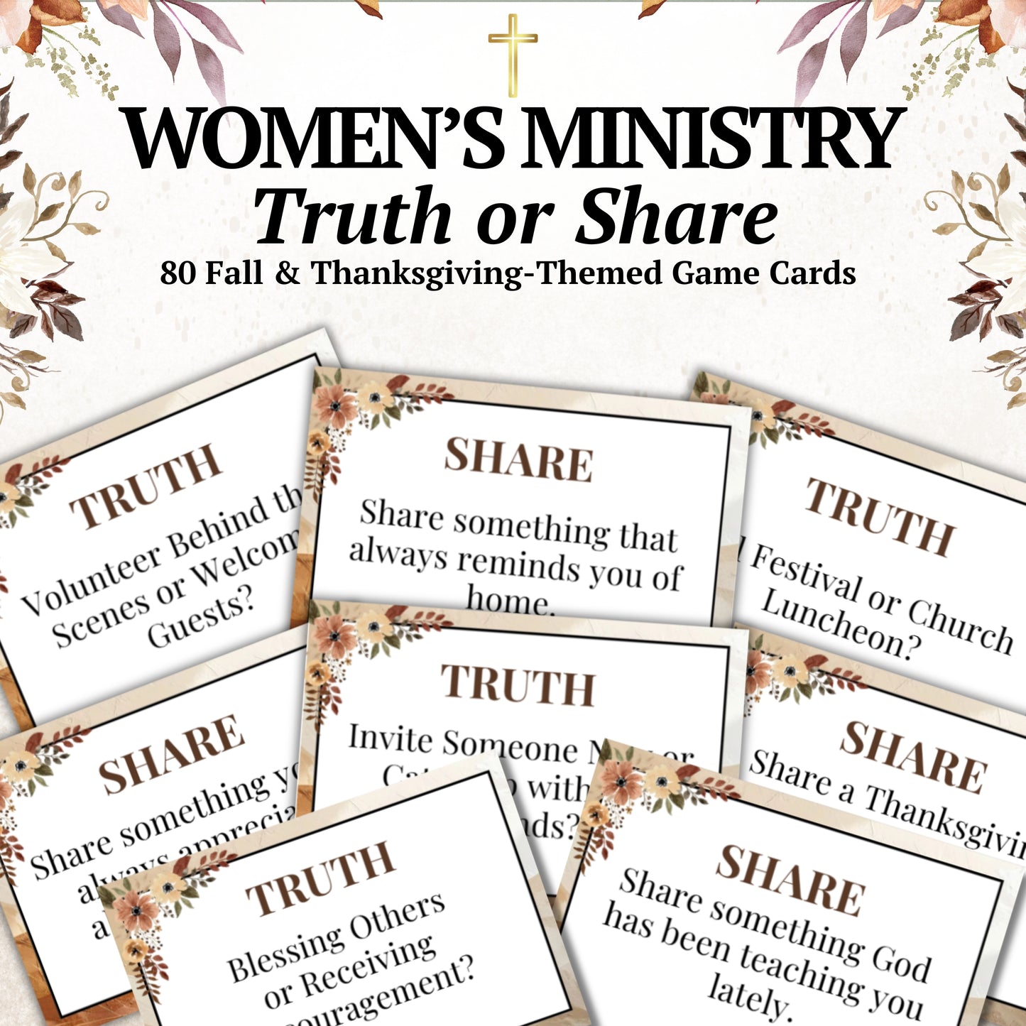 Fall & Thanksgiving Women's Ministry Conversation Game (80 Cards)
