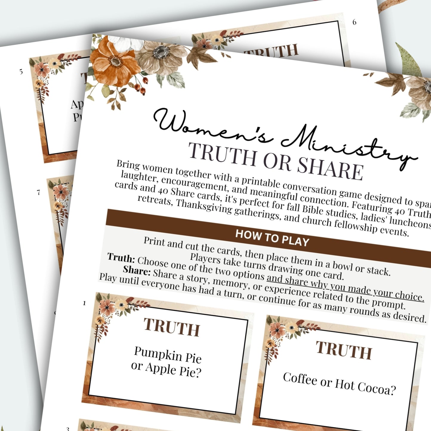 Fall & Thanksgiving Women's Ministry Conversation Game (80 Cards)