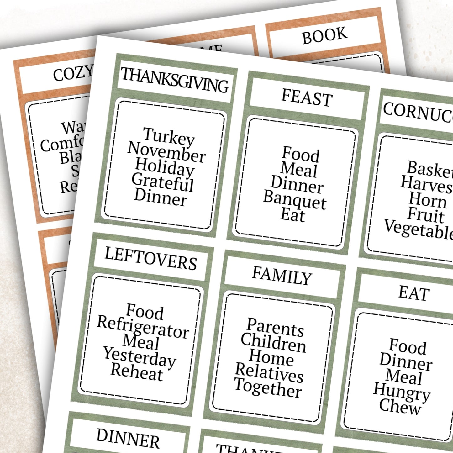Fall & Thanksgiving Women's Ministry Forbidden Words Game (72 Cards)