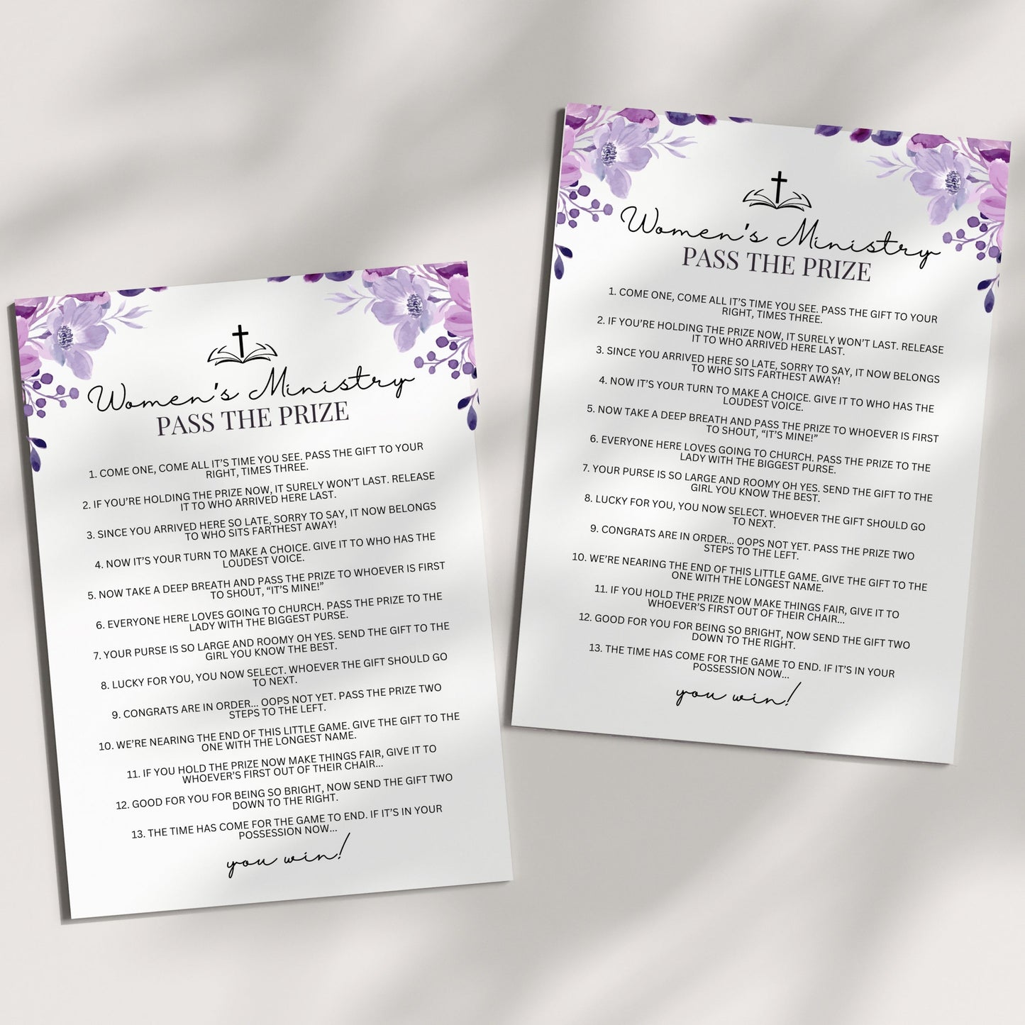 Purple Floral Women's Ministry Pass The Prize