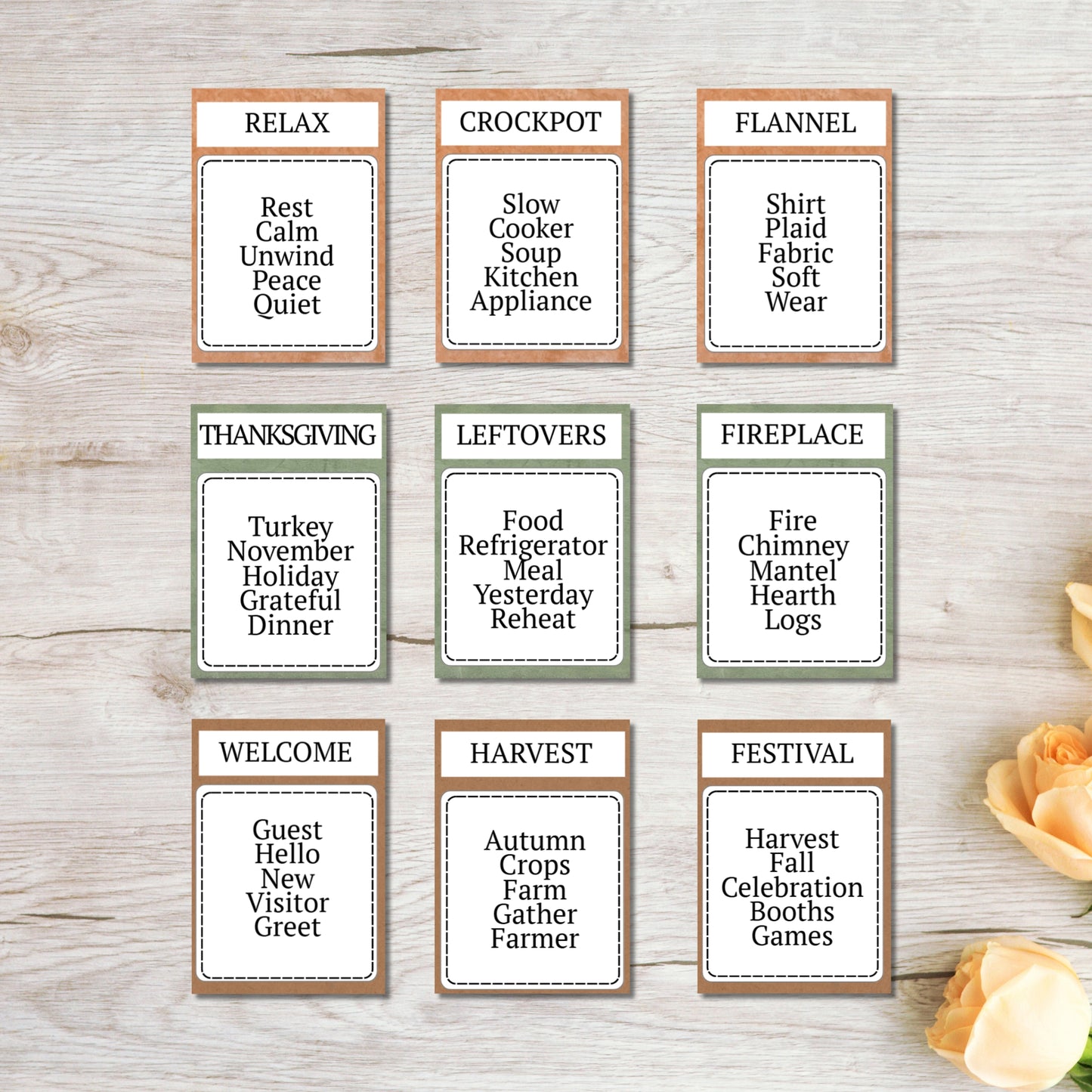 Fall & Thanksgiving Women's Ministry Forbidden Words Game (72 Cards)