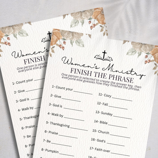 Fall Finish the Phrase - Printable Women's Ministry Game