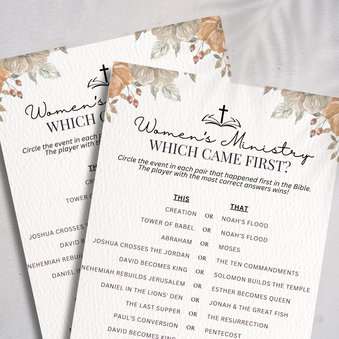 Fall Which Came First? | Printable Women's Ministry Bible Game