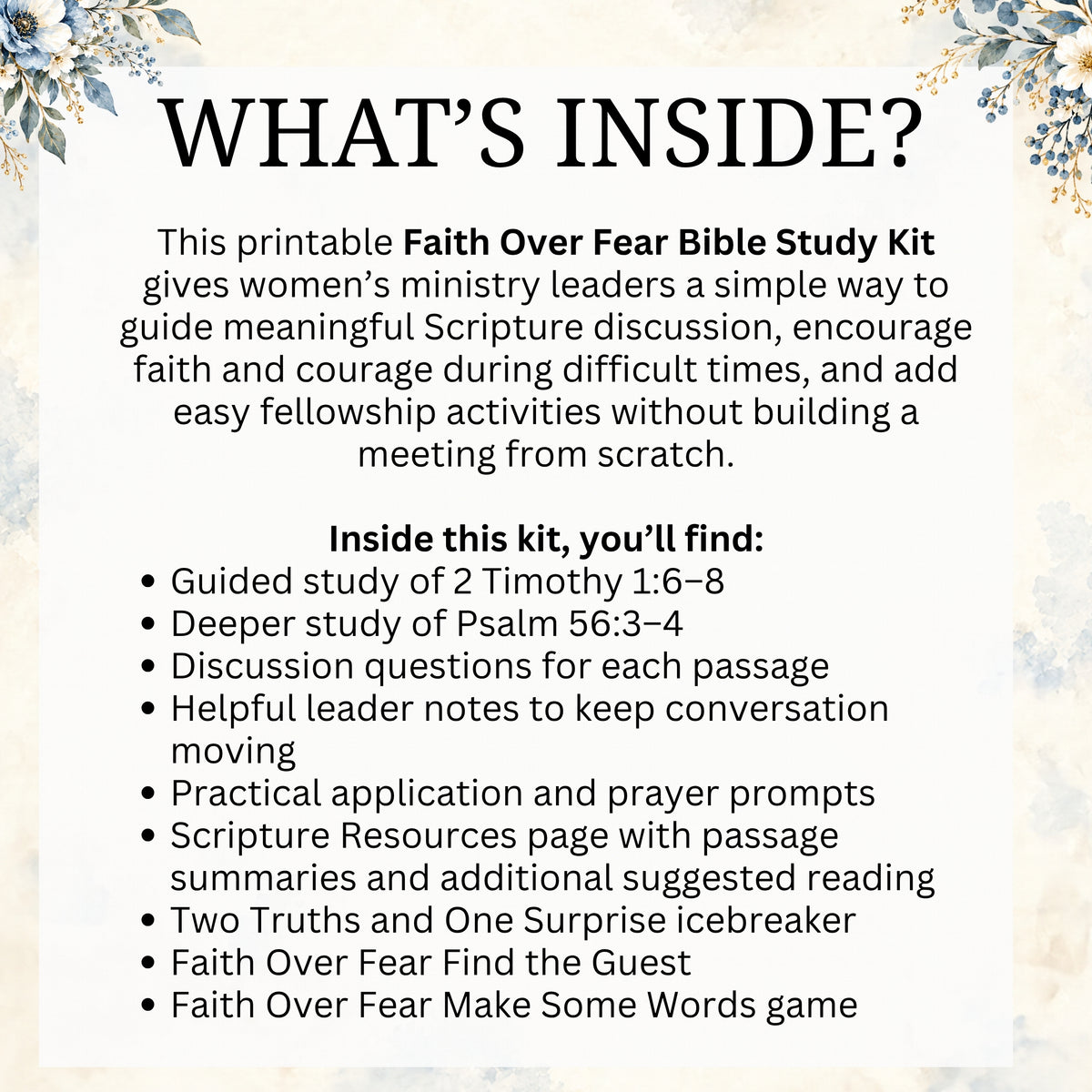 Faith Over Fear Bible Study Kit (2 Timothy 1:7)