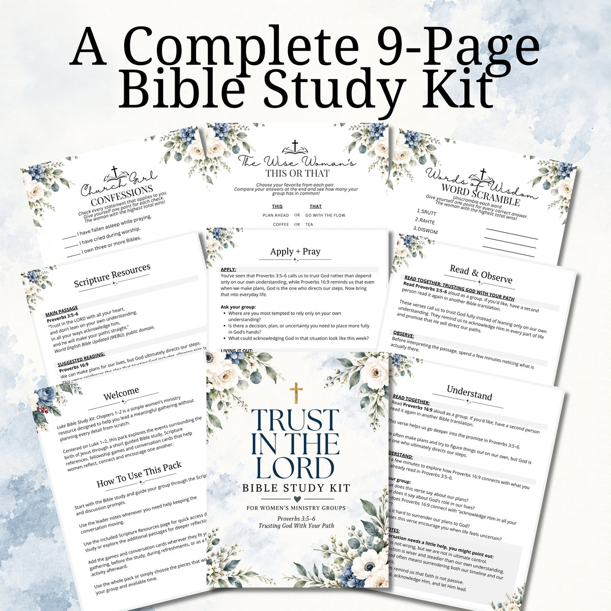 Trust in the Lord Bible Study Kit (Proverbs 3:5-6)