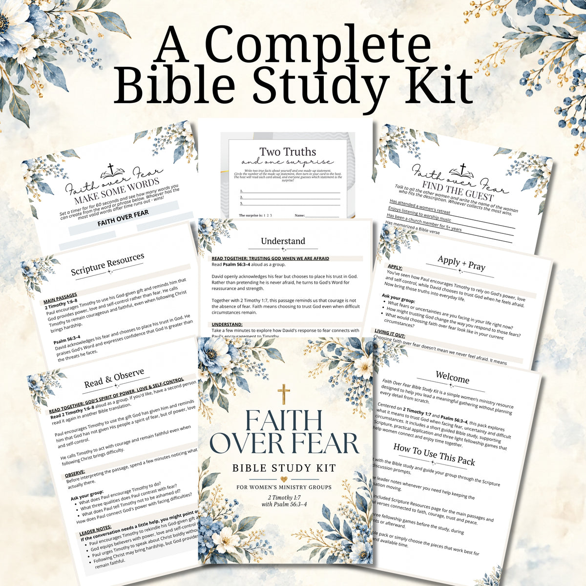 Faith Over Fear Bible Study Kit (2 Timothy 1:7)
