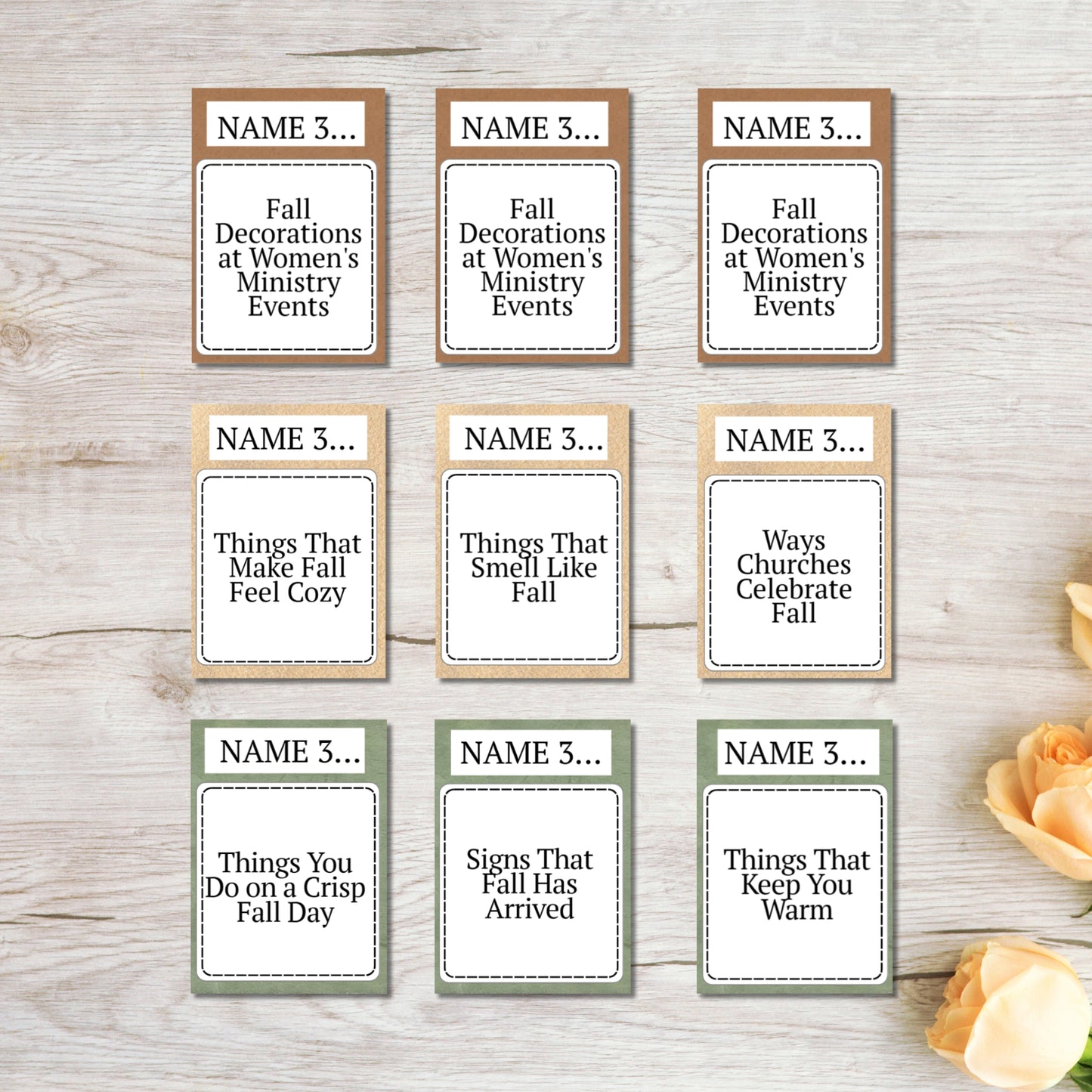 Fall & Thanksgiving Women's Ministry 5-Second Game (72 Cards)