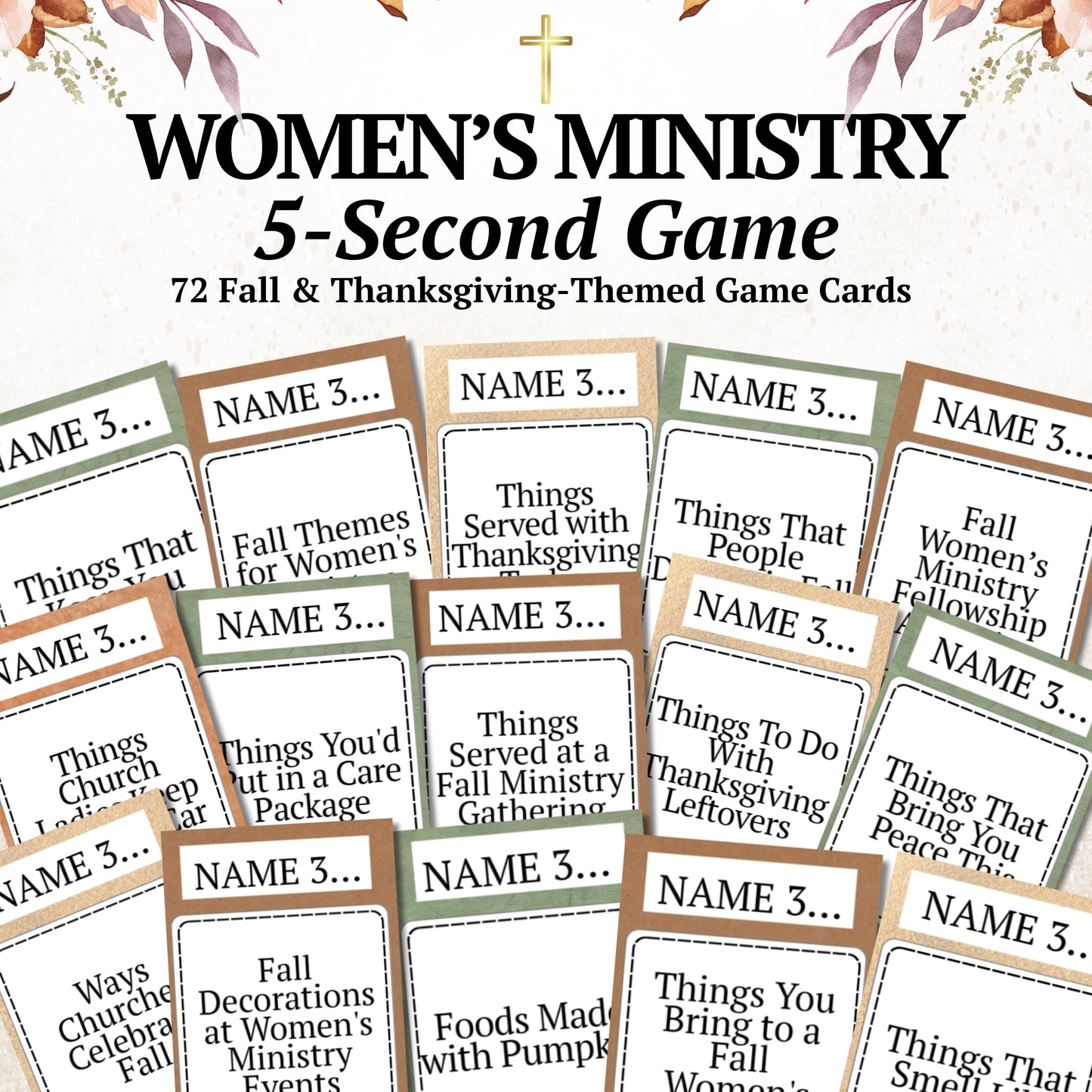 Fall & Thanksgiving Women's Ministry 5-Second Game (72 Cards)